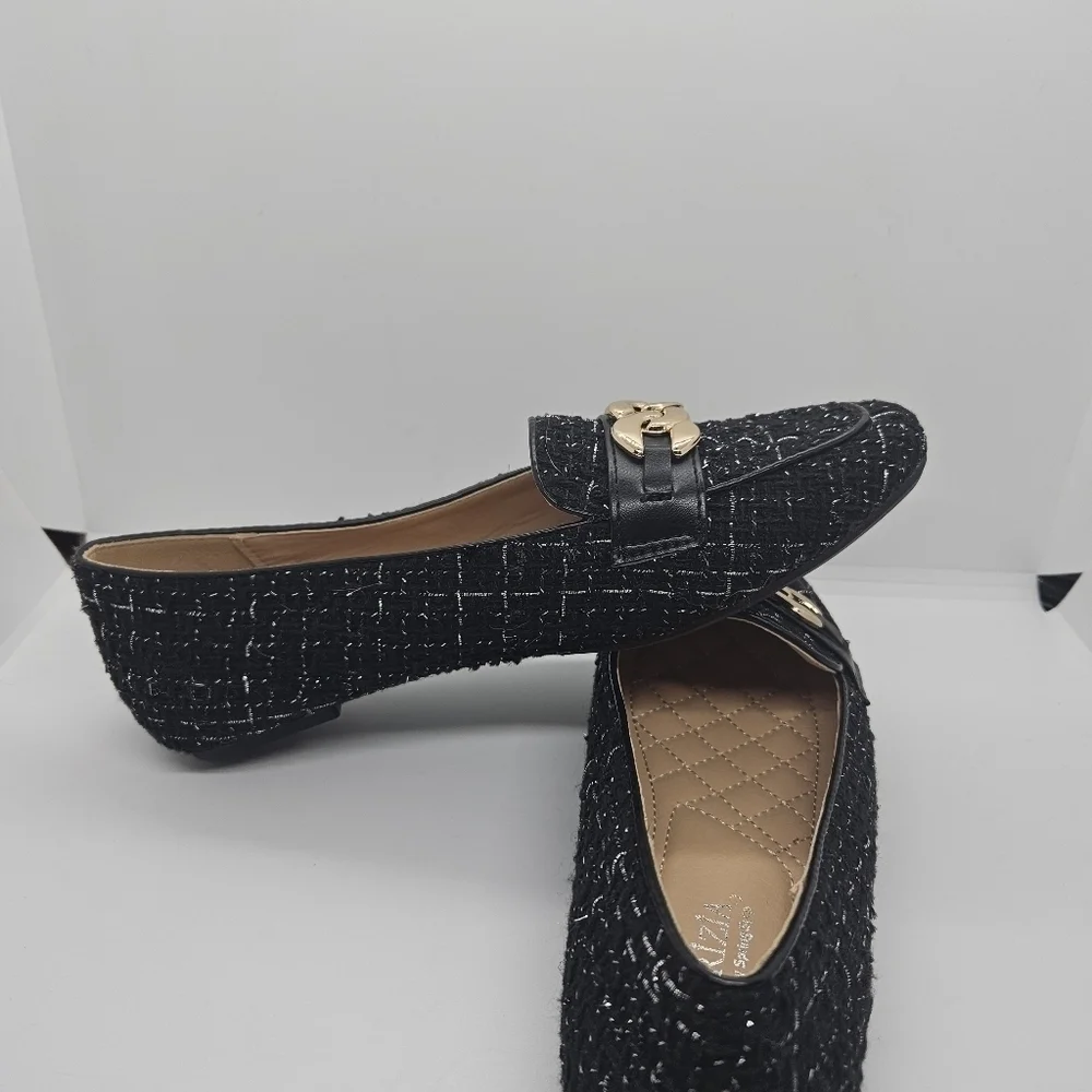 Patrizia black boucle chain loafers EU 37 US 6.5-7